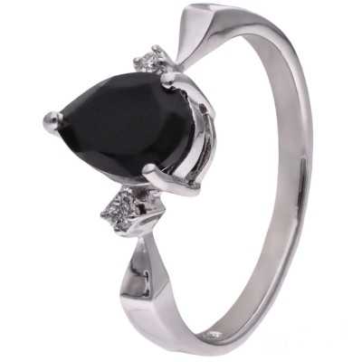 Pierścionek Ag 925 Onyks i diament CVD-3394-R-OX