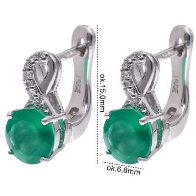 Kolczyki Ag 925 Agat z diamentem CVD-3441-E-AG