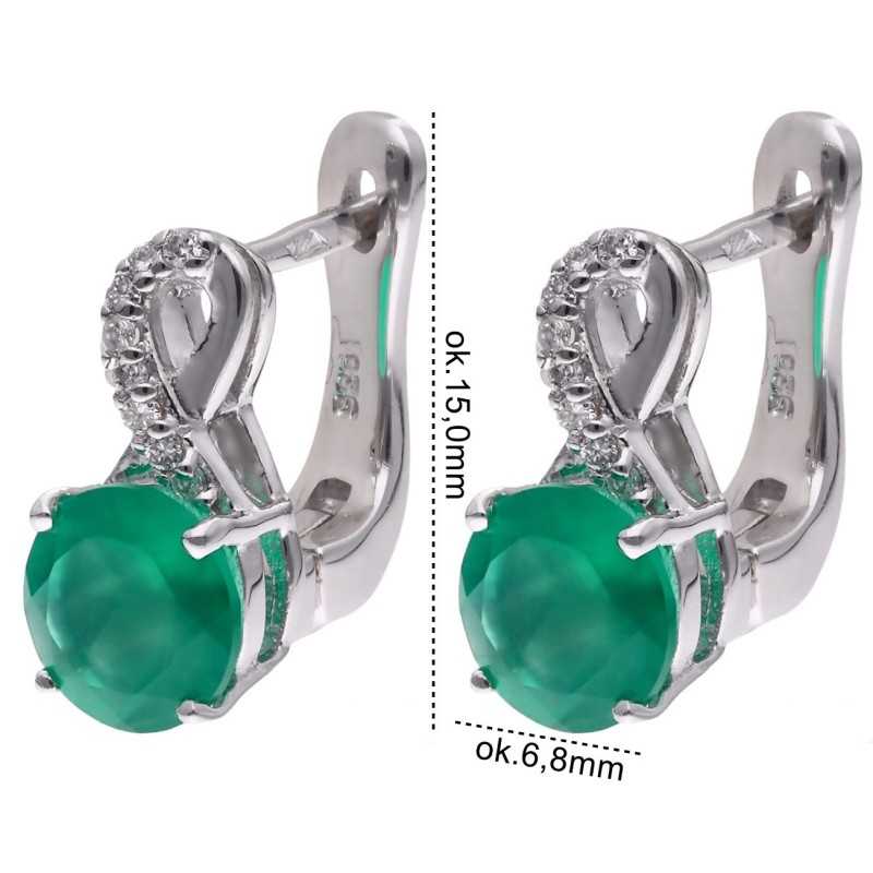 Kolczyki Ag 925 Agat z diamentem CVD-3441-E-AG