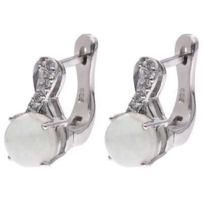 Kolczyki Ag 925 opal z diamentem CVD-3441-E-OP