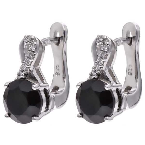Kolczyki Ag 925 onyks z diamentem CVD-3441-E-OX