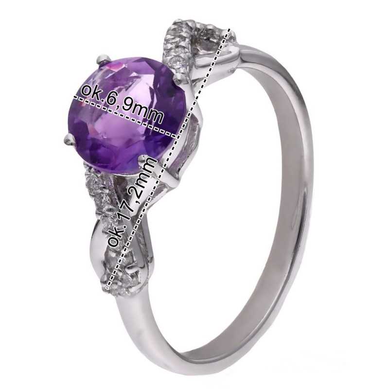 Pierścionek Ag 925 Ametyst i diament CVD-3441-R-AM