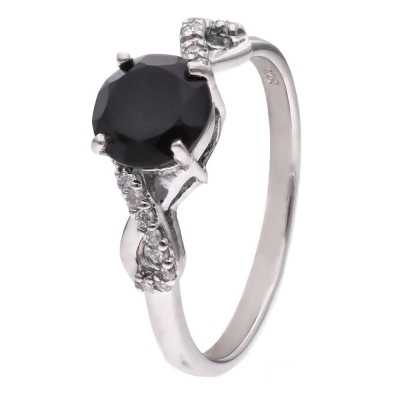 Pierścionek Ag 925 onyks z diamentem CVD-3441-R-OX