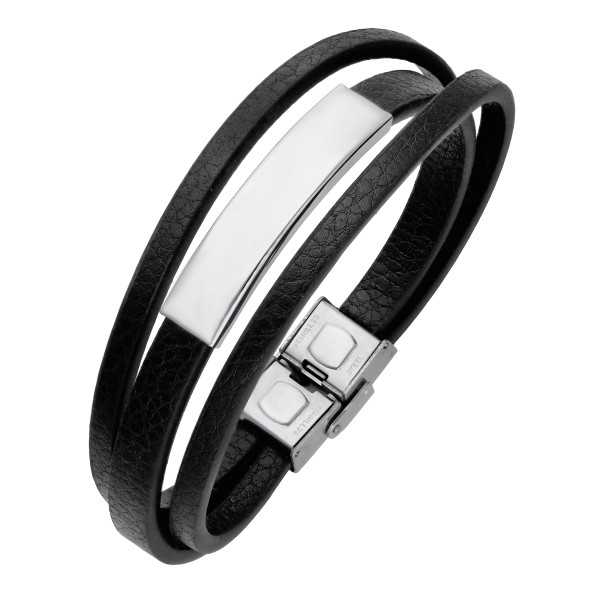 Bransoleta stalowa 316L skórzana IMS0131023BS