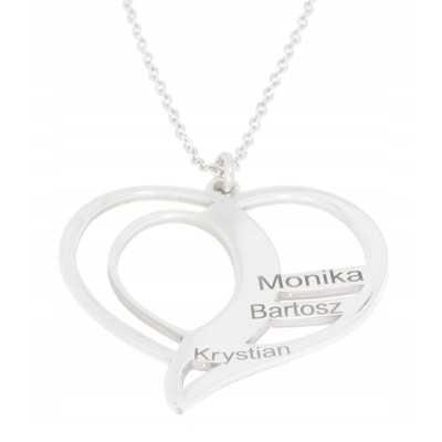Naszyjnik Ag 925 serce z grawerowanymi imionami