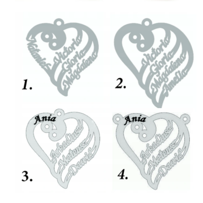 Naszyjnik Ag925 Serce z czteroma imionami
