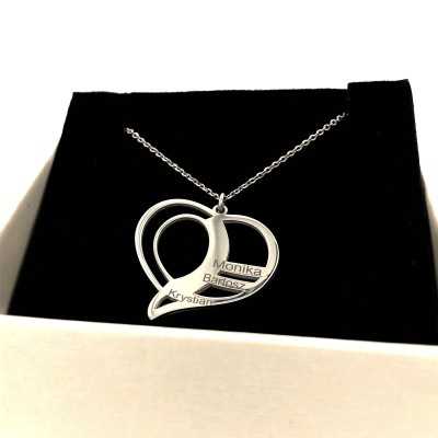 Naszyjnik Serce grawerowane z imionami Ag 925 