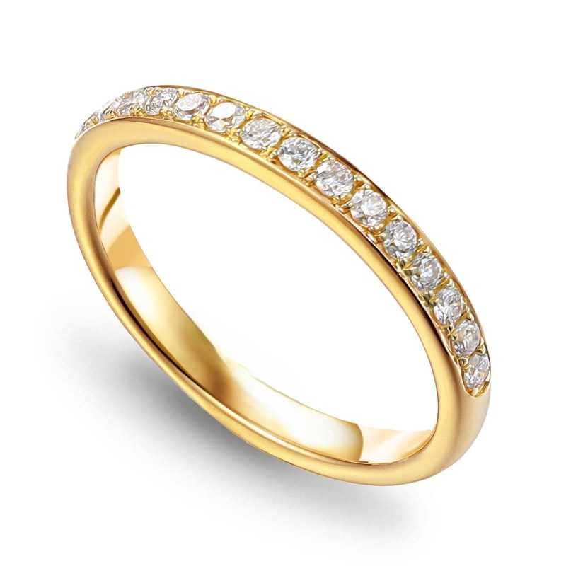 Obrączka złota au 585 z diamentami 0.22 ct