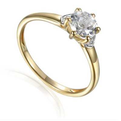 Pierścionek Au585 z białym topazem i diamentami