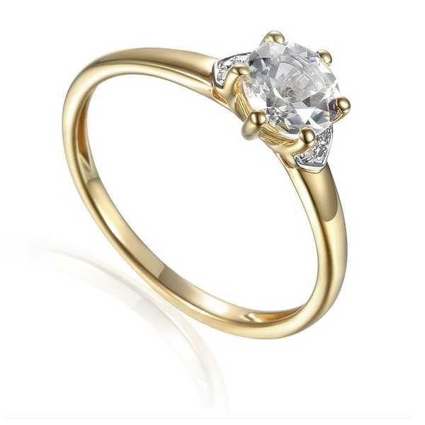 Pierścionek Au585 z białym topazem i diamentami