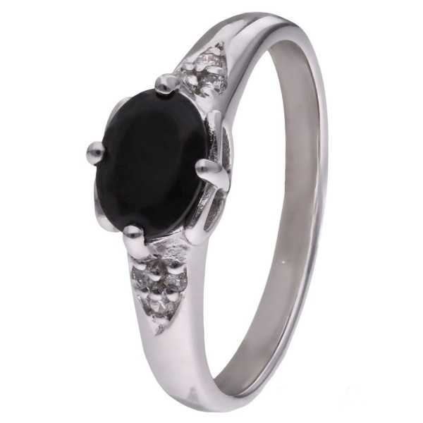 Pierścionek Ag 925 onyks z diamentem CVD-3365-R-OX