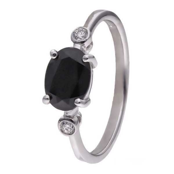 Pierścionek Ag 925 Onyks i diament CVD-3338-R-OX