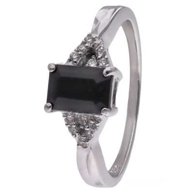 Pierścionek Ag 925 onyks z diamentem CVD-2061-R-OX