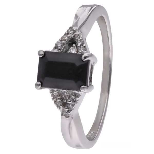 Pierścionek Ag 925 onyks z diamentem CVD-2061-R-OX