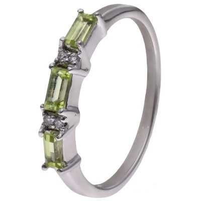 Pierścionek Ag 925 peridot i diament CVD-3151-R-PE