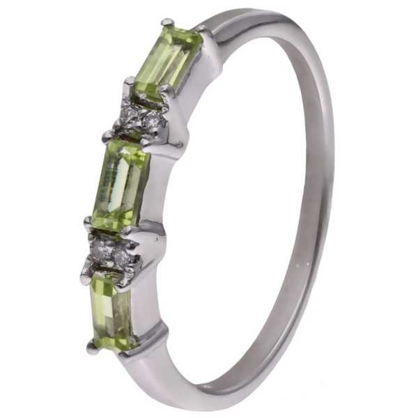 Pierścionek Ag 925 peridot i diament CVD-3151-R-PE