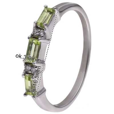 Pierścionek Ag 925 peridot i diament CVD-3151-R-PE