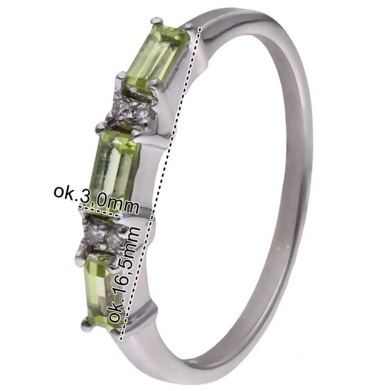 Pierścionek Ag 925 peridot i diament CVD-3151-R-PE
