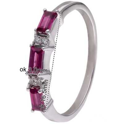 Pierścionek Ag925 rodolit i diament CVD-3151-R-ROD