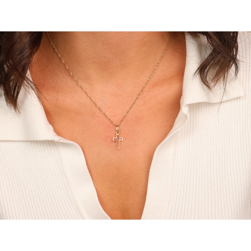 Krzyżyk złoty Au 585 diamentowany ZA_1481