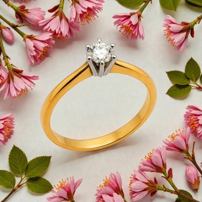 Pierścionek złoty Au 585 z brylantem 0.18ct