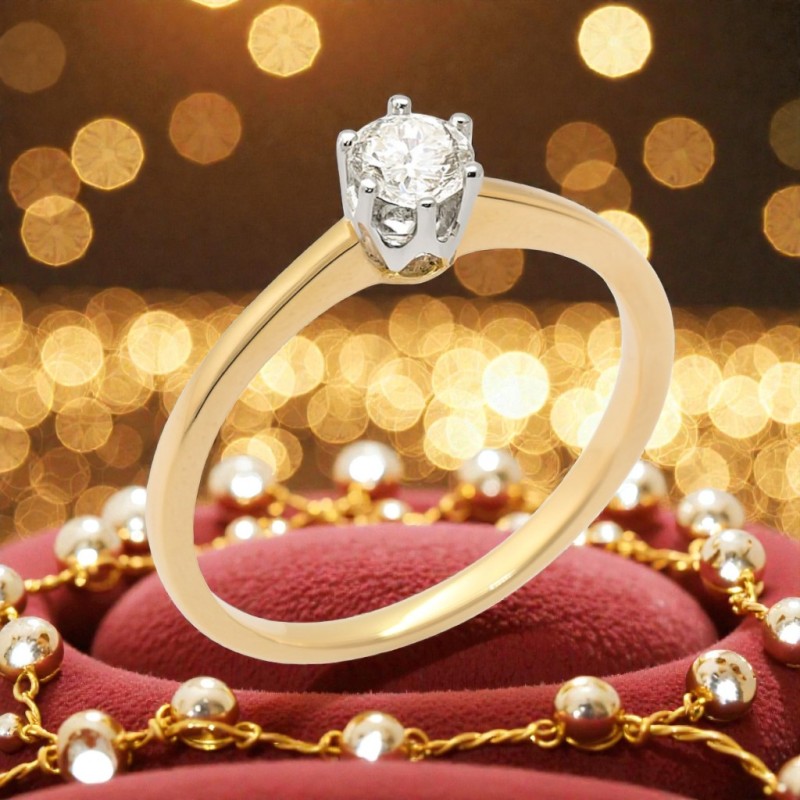 Pierścionek złoty Au 585 z diamentem 0.24ct