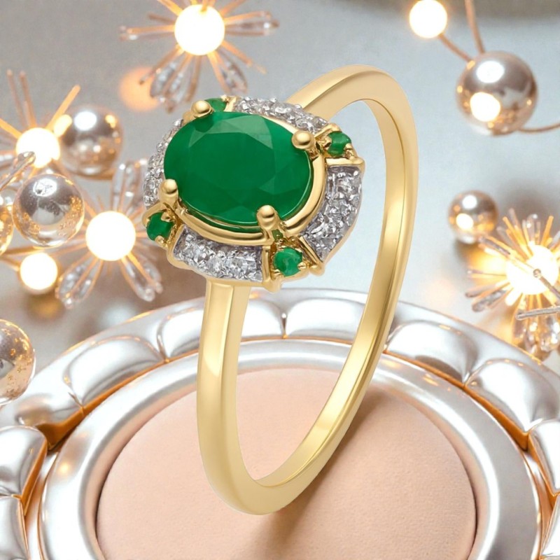 Pierścionek złoty Au 585 ze szmaragdem