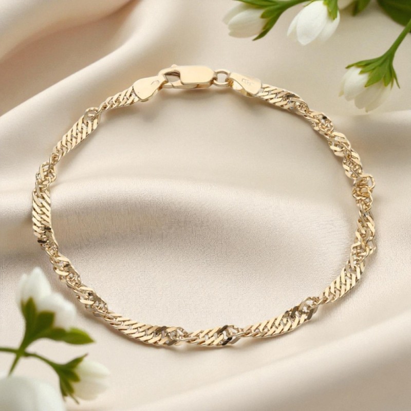 Bransoleta złota splot singapur próby Au 585