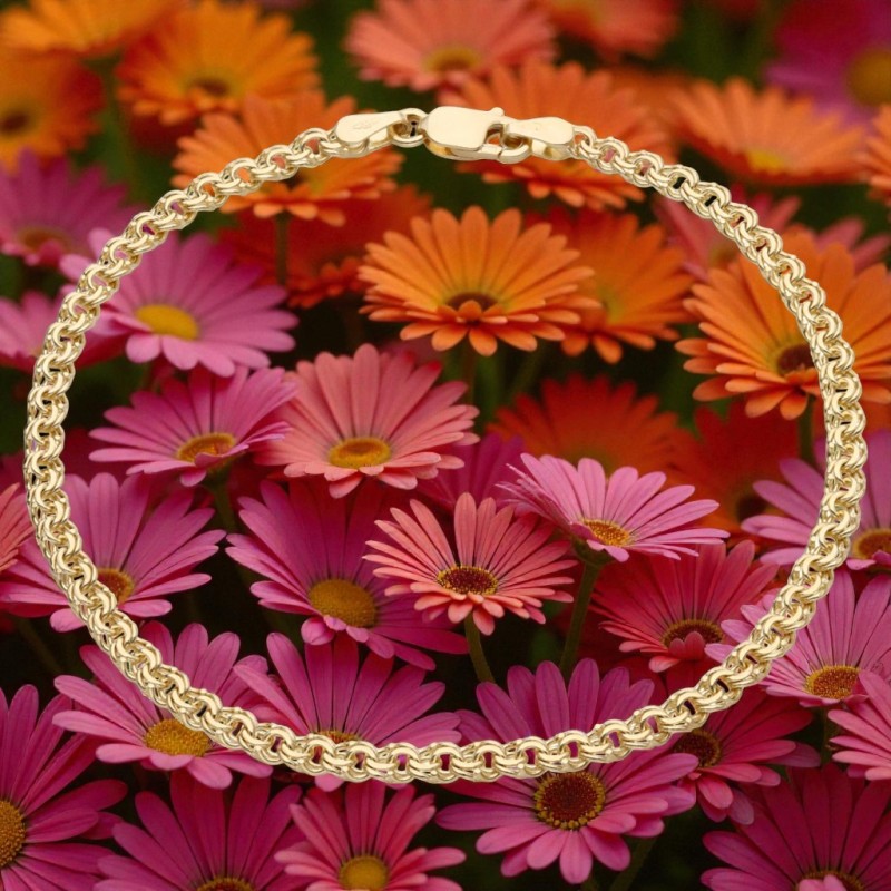 Bransoleta złota Splot Garibalddi próby Au 585