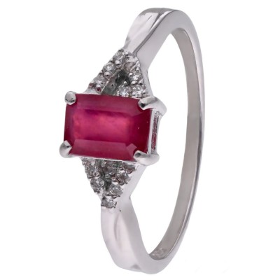 Pierścionek Ag 925 rubin z diamentem CVD-2061-R-RU