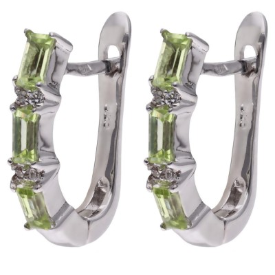Kolczyki Ag 925 peridot z diamentem CVD-3151-E-PE