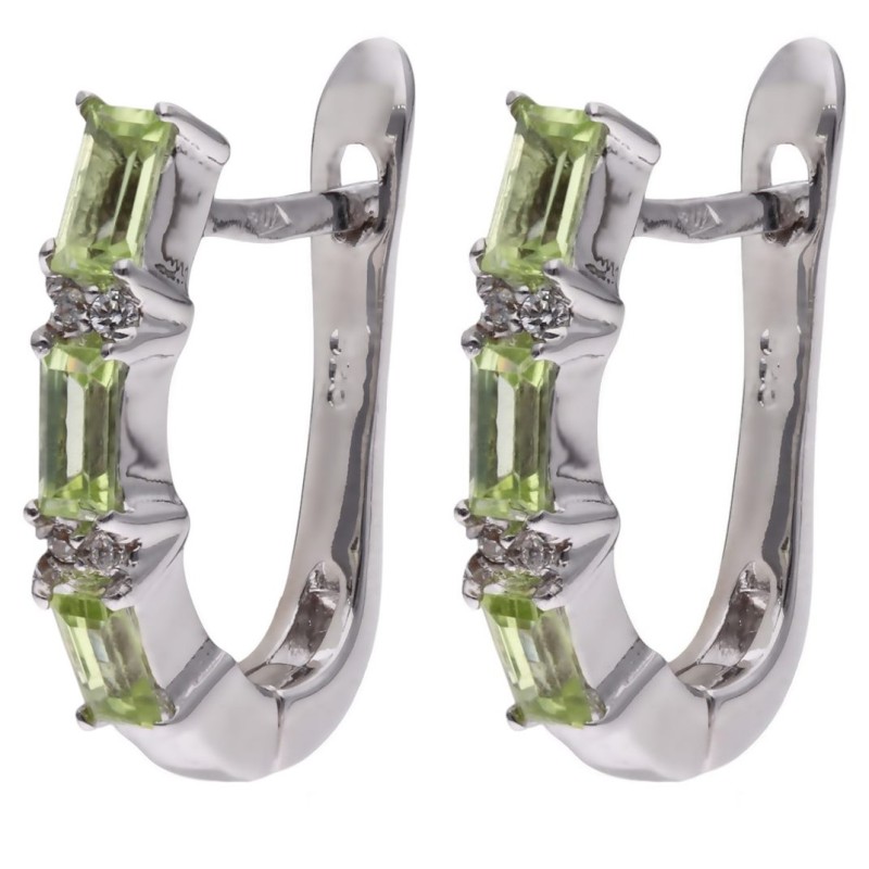 Kolczyki Ag 925 peridot z diamentem CVD-3151-E-PE