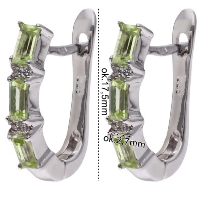 Kolczyki Ag 925 peridot z diamentem CVD-3151-E-PE