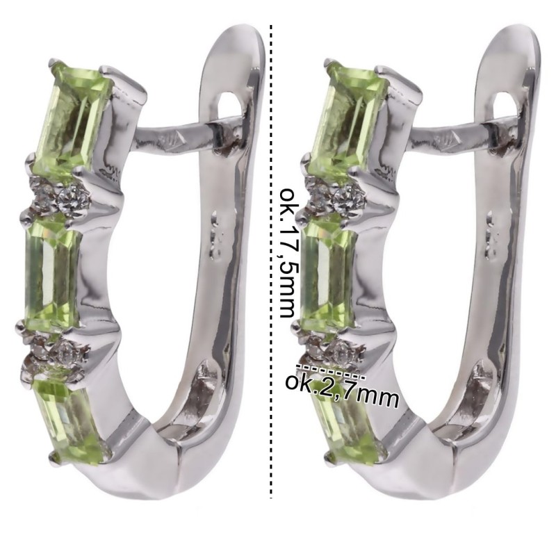 Kolczyki Ag 925 peridot z diamentem CVD-3151-E-PE