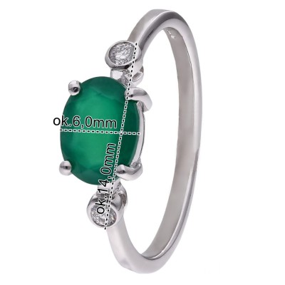 Pierścionek Ag 925 Agat i diament CVD-3338-R-AG