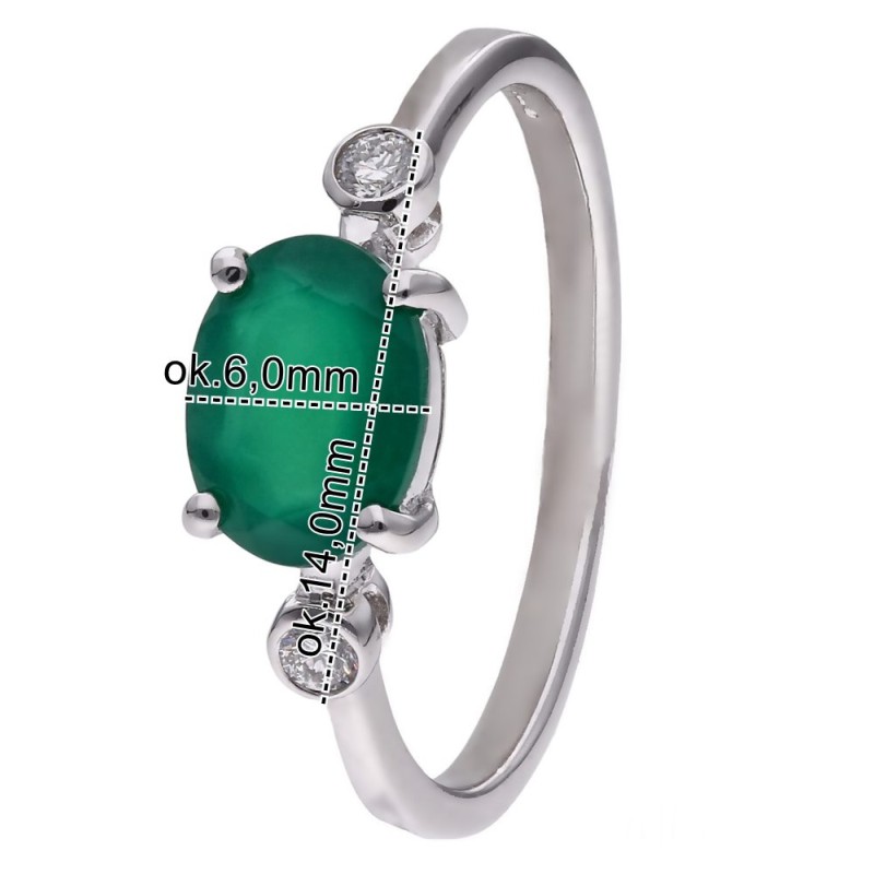 Pierścionek Ag 925 Agat i diament CVD-3338-R-AG