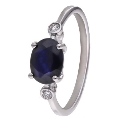 Pierścionek Ag 925 Szafir i diament CVD-3338-R-BS