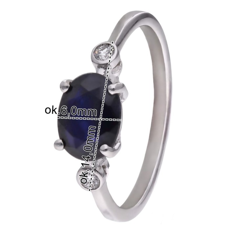 Pierścionek Ag 925 Szafir i diament CVD-3338-R-BS