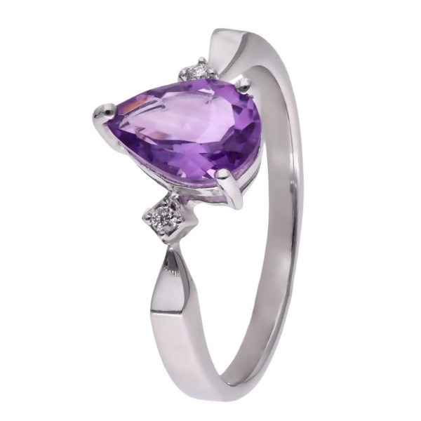 Pierścionek Ag 925 Ametyst i diament CVD-3394-R-AM