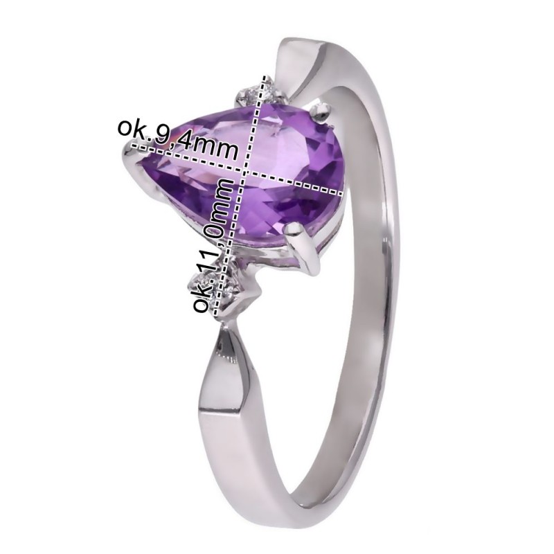 Pierścionek Ag 925 Ametyst i diament CVD-3394-R-AM