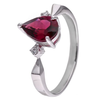 Pierścionek Ag 925 Rodolit i diament CVD-3394-R-RD