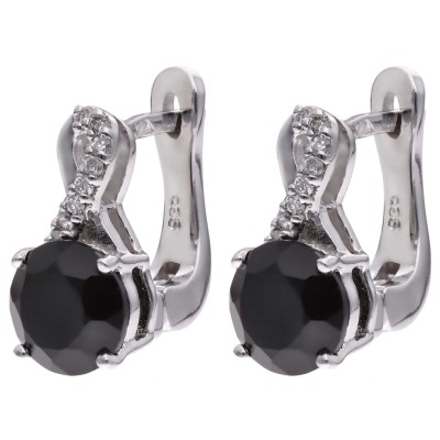 Kolczyki Ag 925 onyks z diamentem CVD-3441-E-OX