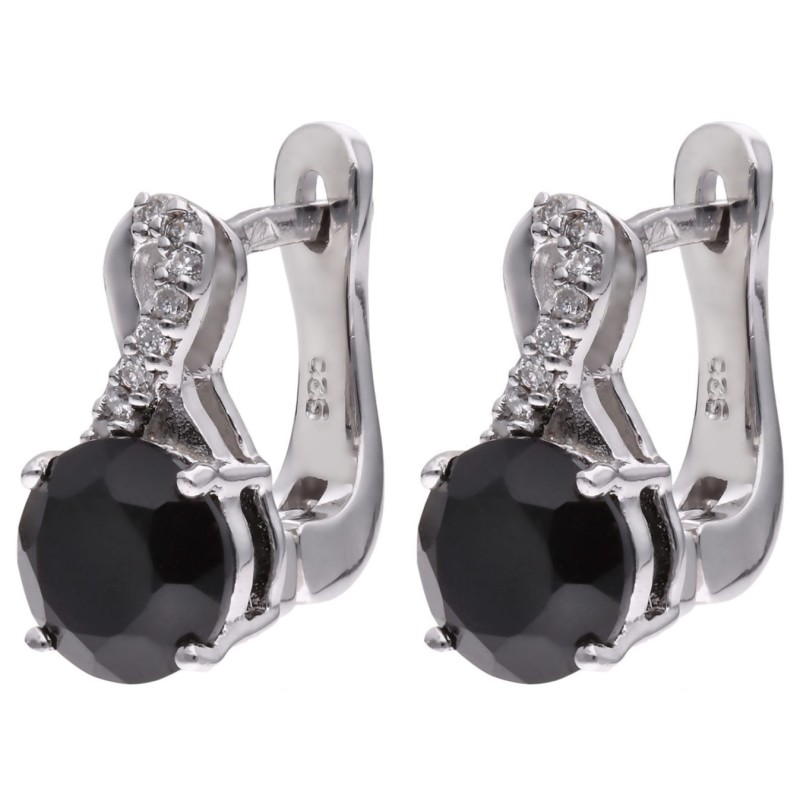 Kolczyki Ag 925 onyks z diamentem CVD-3441-E-OX