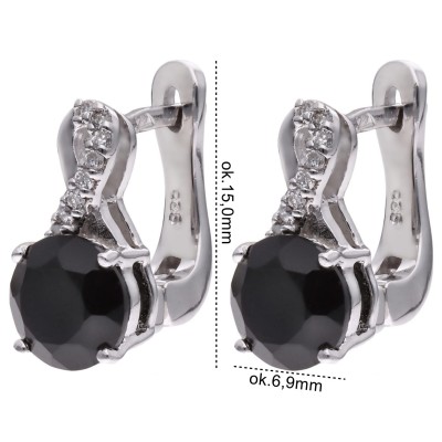 Kolczyki Ag 925 onyks z diamentem CVD-3441-E-OX