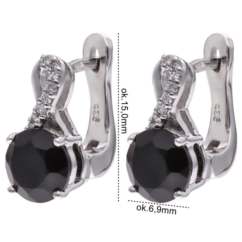 Kolczyki Ag 925 onyks z diamentem CVD-3441-E-OX
