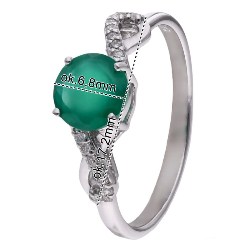 Pierścionek Ag 925 Agat i diament CVD-3441-R-AG