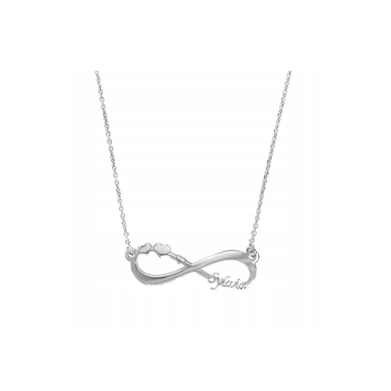 Naszyjnik Ag925 Infinity z imieniem i sercami