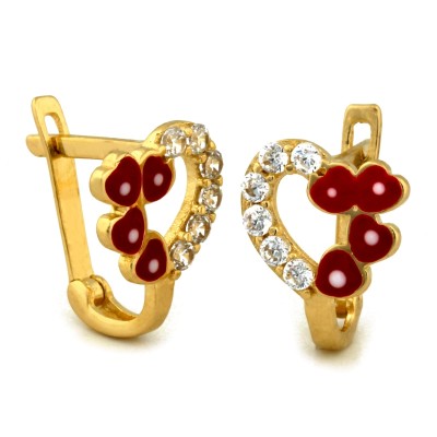 Kolczyki złote Au 585 serduszka z cyrkoniami