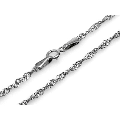 Łańcuszek Au 585 z białego złota splot singapur