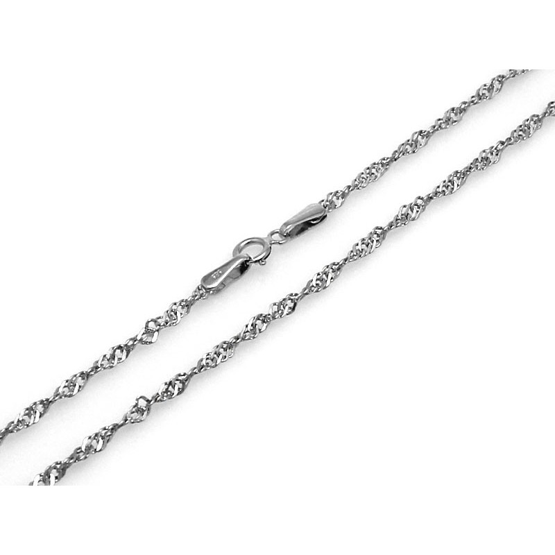 Łańcuszek Au 585 z białego złota splot singapur